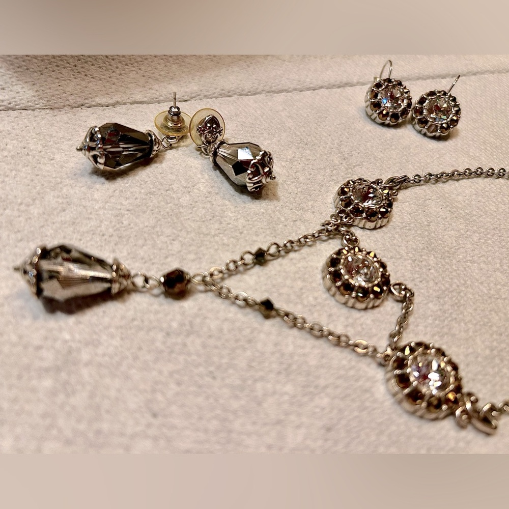 Brighton necklace with two sets of matching earrings. Gold and silver tone.